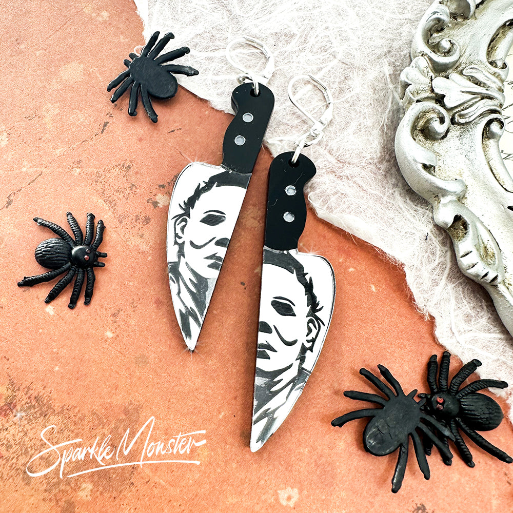 Halloween Killer knife earrings, laser cut acrylic