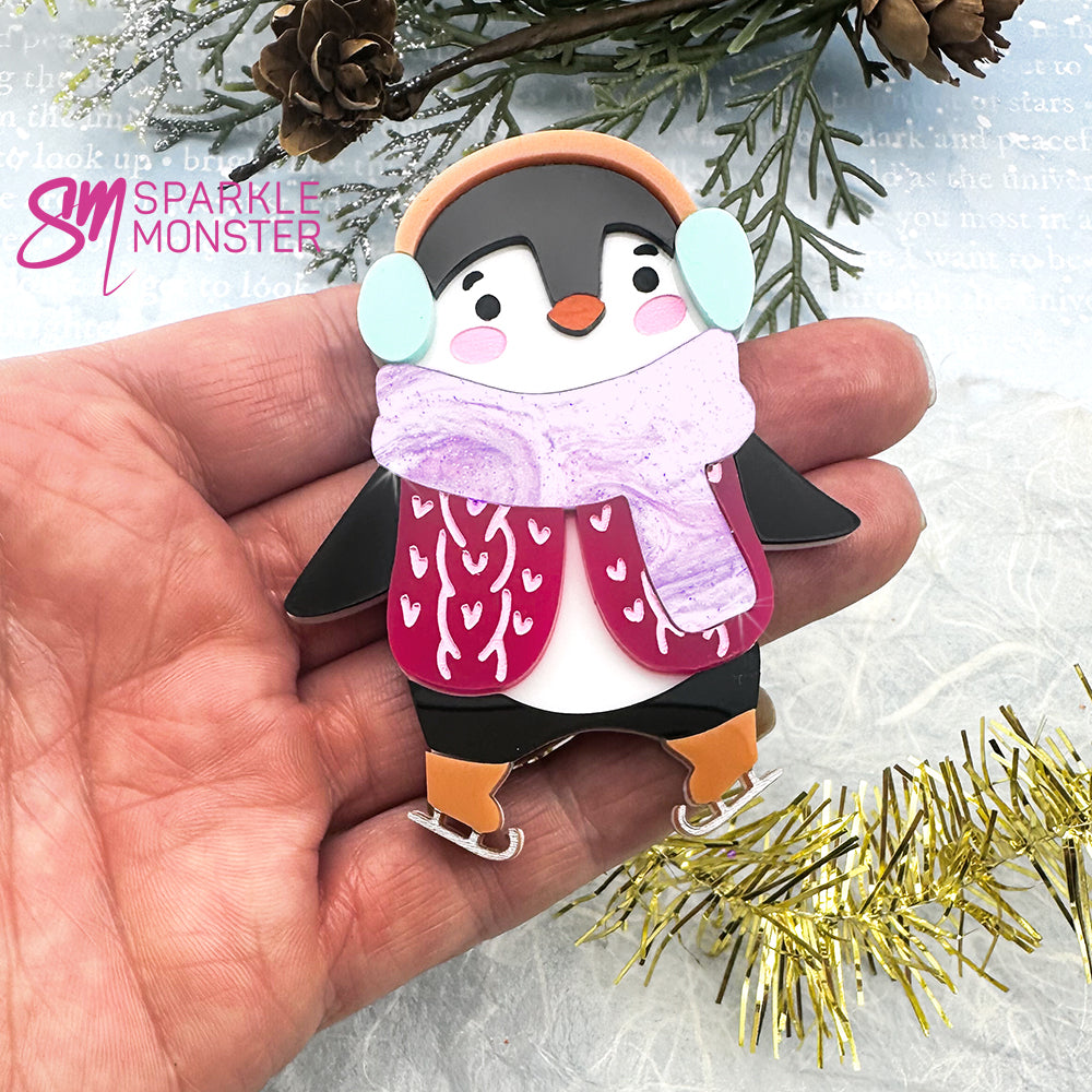 LUCKY LAST Penguin with Skates brooch