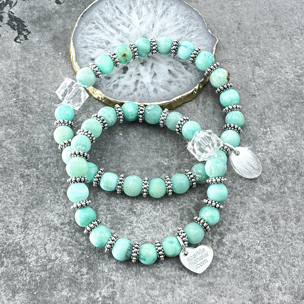 Amazonite gemstone stretch bracelet, balance and calm