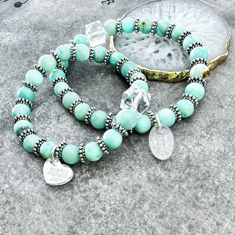 Amazonite gemstone stretch bracelet, balance and calm