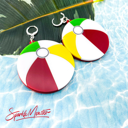 SALE Pool Party, large beach ball statement earrings
