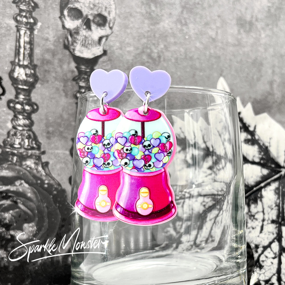 Bubblegum Goth - dangle earrings, laser cut acrylic