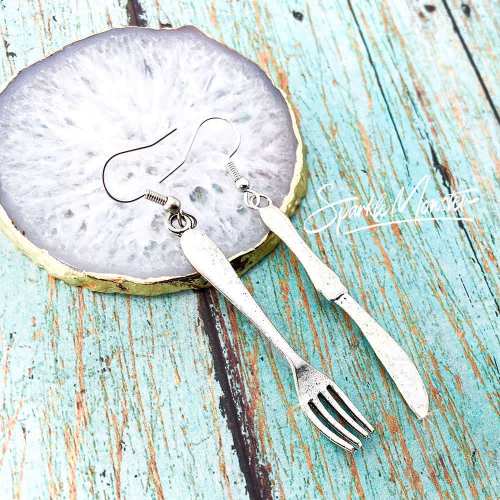 Chef's Kiss earrings - large forks, mermaid, Disney inspired, chef, foodie, kitsch