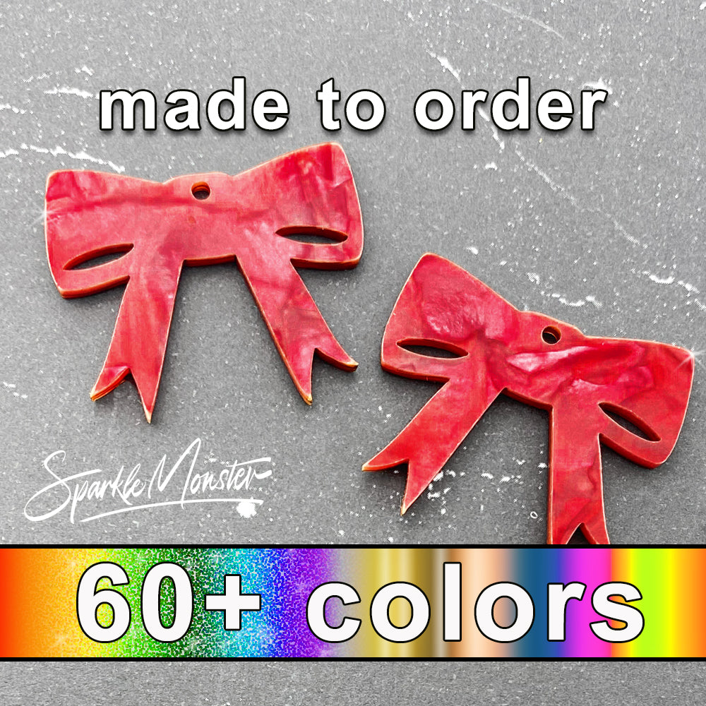 Bow Charms or Cabochons, CHOOSE COLOR, laser cut acrylic, custom order
