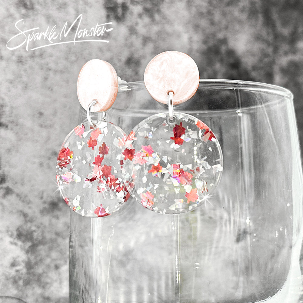 Light Pink Delight, confetti dangle earrings with post backs