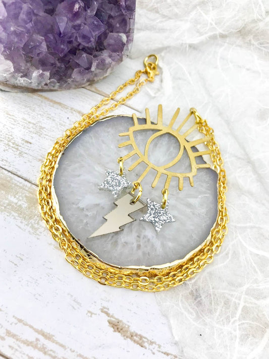 Gold Eye Charm Necklace - with acrylic charms by Mini Monster