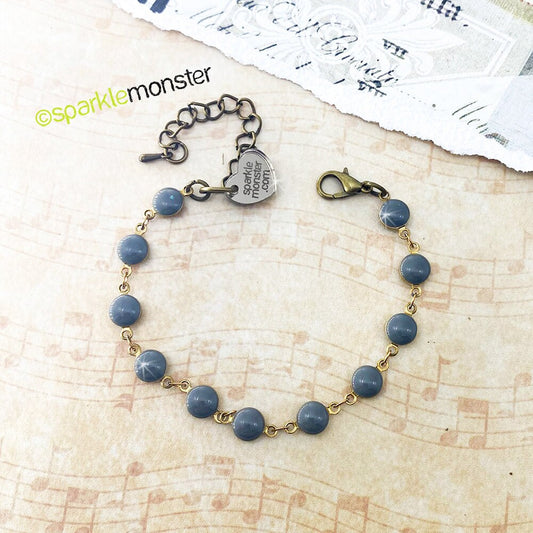 SALE Gray Enamel and Bronze Bracelet - chain bracelet, adjustable, boho, chic, hippie, arm stack