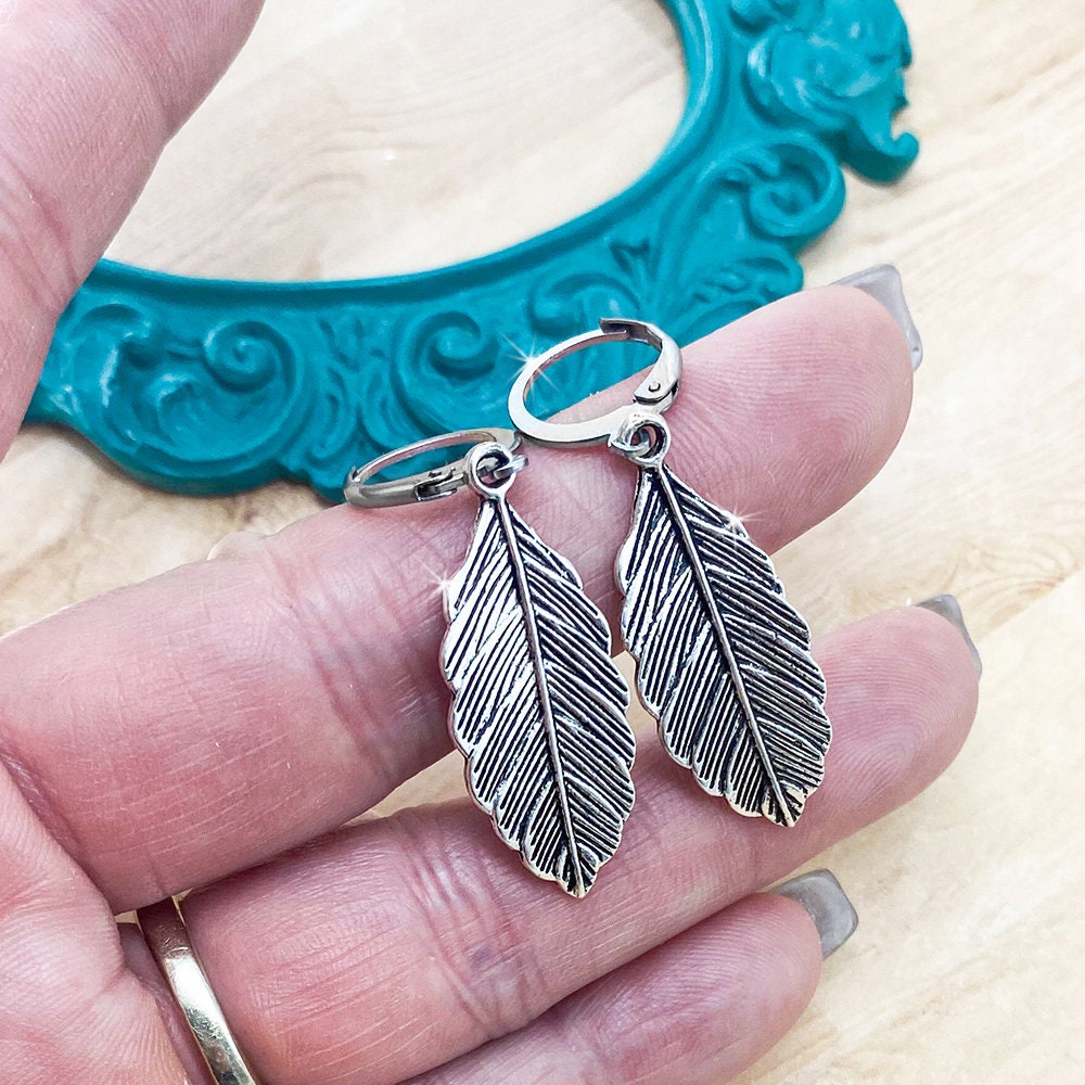 Native America Copper Feather Earrings #EW731 | Cool Water Jewelry