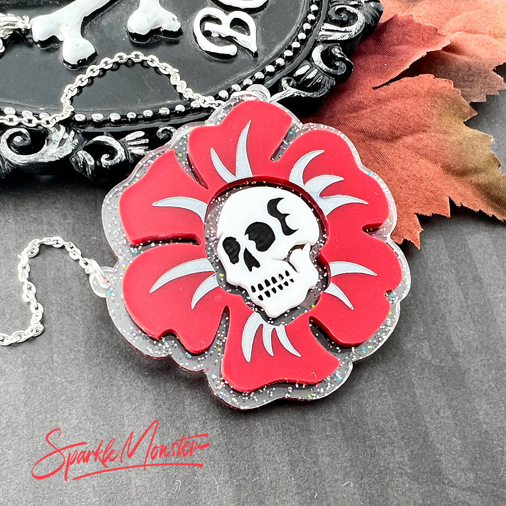 SALE Skull Rose necklace