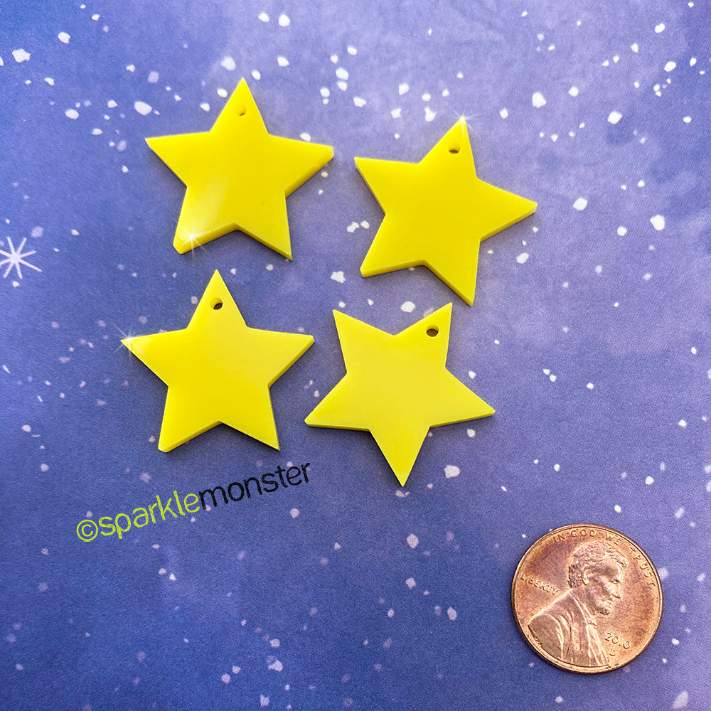 Star Charms or Cabs, CHOOSE COLOR, laser cut acrylic, custom order